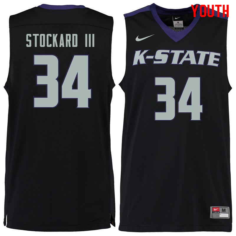 Youth #34 Levi Stockard III Kansas State Wildcats College Basketball Jerseys Sale-Black